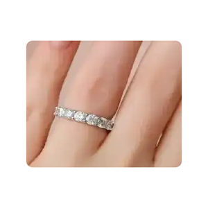 Joyería de diamantes de alta calidad, banda de boda de diamantes redondos hecha en oro blanco de 14 Kt para niñas, anillo de compromiso, joyería de moda - Product Image 4