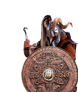 โล่ไม้แกะสลักขัดเงา CH Viking ขนาด 24 นิ้ว สไตล์ยุคกลางโบราณ ของตกแต่งแขวนผนังสำหรับฮาโลวีน พร้อมที่จับ งานฝีมือ Calvin - Product Image 4