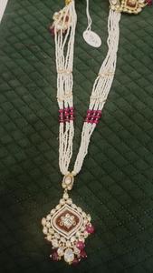 Modern Bridal Kundan Brass Necklace & <b>Jhumka</b> <b>Earrings</b> Set with American Diamonds for Weddings and Parties Perfect Gift - Product Image 3