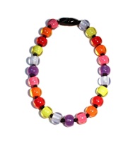 Collar Clásico Cristiano de Cuentas de Resina Color Naranja, Venta al por Mayor, Hecho a Mano, Artesanía, Moda, Personalizado, Unisex, Sin Níquel