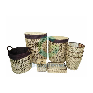 Handmade Natural Seagrass Laundry <b>Basket</b> with <b>Lid</b> and Handle Hot New <b>Storage</b> Solution From Vietnam Wicker Material <b>Baskets</b> - Product Image 4