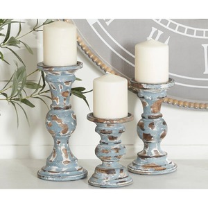 Ensemble de 3 bougeoirs de style vintage, aspect antique élégant, pour centre de table de salon et décoration intérieure, en provenance d'Inde - Product Image 2