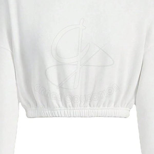 <b>White</b> Color Crew Neck <b>Crop</b> <b>Top</b> Women Sweatshirts With Customize Design Long Sleeve's Sweatshirt's for Girl's - Product Image 3
