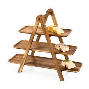 Bandeja de Servicio y Estante de Exhibición de Madera de 3 Niveles, Soporte de Escalera de Madera Rústica, Organizador Multiusos para Encimera de Cocina y Plato para Buffet - Product Image 6
