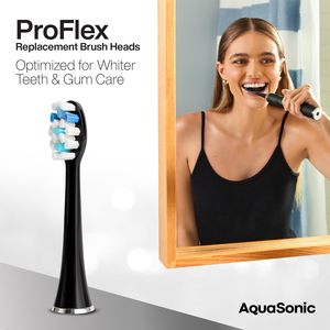 Aquasonic proflex หัวแปรงสำหรับเปลี่ยน | Ada ได้รับการยอมรับ | สำหรับฟันขาวและการดูแลเหงือก (8แพ็คสีดำ) - Product Image 4