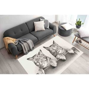 Alfombra de Dos Gatos Adorables, Alfombra Decorativa para el Hogar, Alfombra de Animales Encantadores, Alfombra de Gatos, Alfombra Suave No Tejida - Product Image 1
