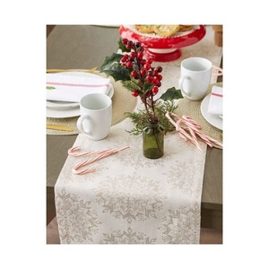 Quadratic Embroidered Unique Household High Quality Thicken Organic Cotton Linen Fabric Digital Geometric Printed <b>Table</b> <b>Runners</b> - Product Image 2
