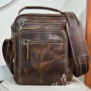 Classic Casual Full Grain Leather Single Shoulder Crossbody <b>Bag</b> Real Leather Business Youth Vertical <b>Men</b> Shoulder Messenger <b>Bags</b> - Product Image 1