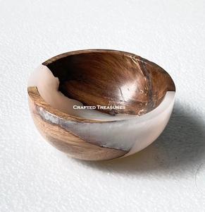 Bol réutilisable en bois et en résine de grande taille en bois d'acacia naturel pour salade de fruits et légumes de cuisine Bol à mélanger décoratif - Product Image 3