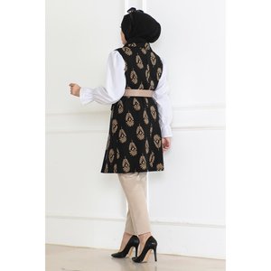 เสื้อคลุมฮิญาบลายสำหรับผู้หญิง สีดำ รุ่น 6111 - Product Image 4