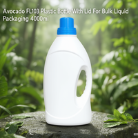 Bouteille ovale en plastique HDPE recyclable de 4000 ml avec poignée pour détergent, produits chimiques ménagers et emballage de liquides en vrac