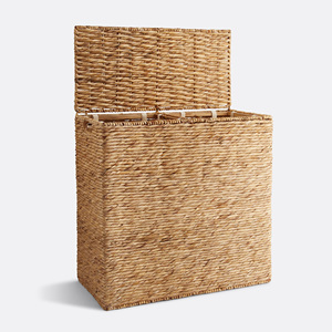 Woven basket hamper home organizer essentials water hyacinth <b>bin</b> baskets crafted storage <b>bins</b> - Product Image 1