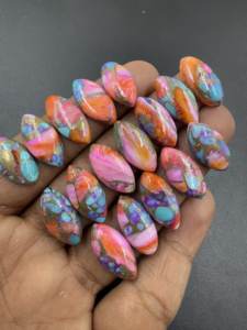 พลอยทองแดงสีชมพูสีเทอร์ควอยซ์ทรงโค้งเรียบพลอยหลวมคุณภาพสูงสำหรับทำเครื่องประดับ20x10มม. ขายส่งมาก - Product Image 3