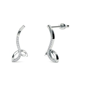 Pendientes de diseñador con diamantes Laurel de corte redondo de 0.60 ct, diamantes cultivados en laboratorio en platino para fiesta de compromiso - Product Image 1