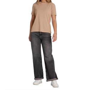 Camiseta de Manga Corta con Cuello Redondo de Algodón Grueso de Alta Calidad con Estampado Puff para Mujer - Product Image 4