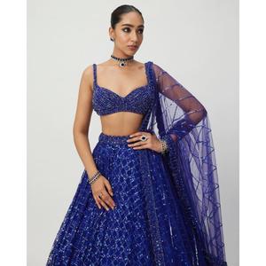 Elegante y Moderno Lehenga Choli Étnico con Cintura Natural, Largo hasta el Suelo, Corte en A, Bordado, Dupatta de Organza, Estampado para Fiesta de Mujer - Product Image 6