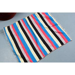 Alfombra de área grande a rayas azules modernas, diseño de retazos de lana de viscosa Jacquard de 2,4x2,7 pies para sala de estar, pasillo con respaldo de látex - Product Image 2