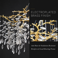 Lustre moderne en cristal doré, finition électroplaquée, suspension de luxe pour hôtel, villa, salle à manger, îlot de cuisine