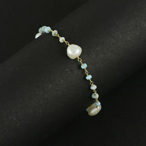 Hot Selling Product Gold Plated Jewelry Pearl, Larimar And Labradorite <b>Bracelet</b> for Woman <b>Beads</b> <b>Bracelet</b> Low Price - Product Image 2