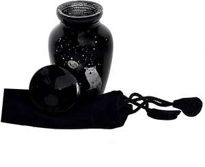 โกศใส่ศพรูปดอกไม้สีขาวของที่ระลึกงานเผาศพทำจากโลหะขนาดเล็กพร้อมสติกเกอร์สำเร็จรูป - Product Image 4