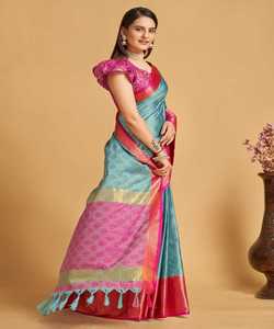 Saree de terciopelo con reflejos florales para bodas indias - Product Image 1