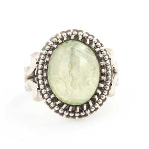Bague ovale en argent sterling 925 pour homme avec pierre de préhnite, sertie clos, cadeau - Product Image 4