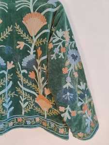 Green Suzani Embroidered Velvet Short <b>Jacket</b>, Handmade Vintage <b>Jacket</b>, Floral Suzani <b>Jacket</b>, Pure Velvet <b>Jacket</b>, Boho & <b>Hippie</b> - Product Image 5