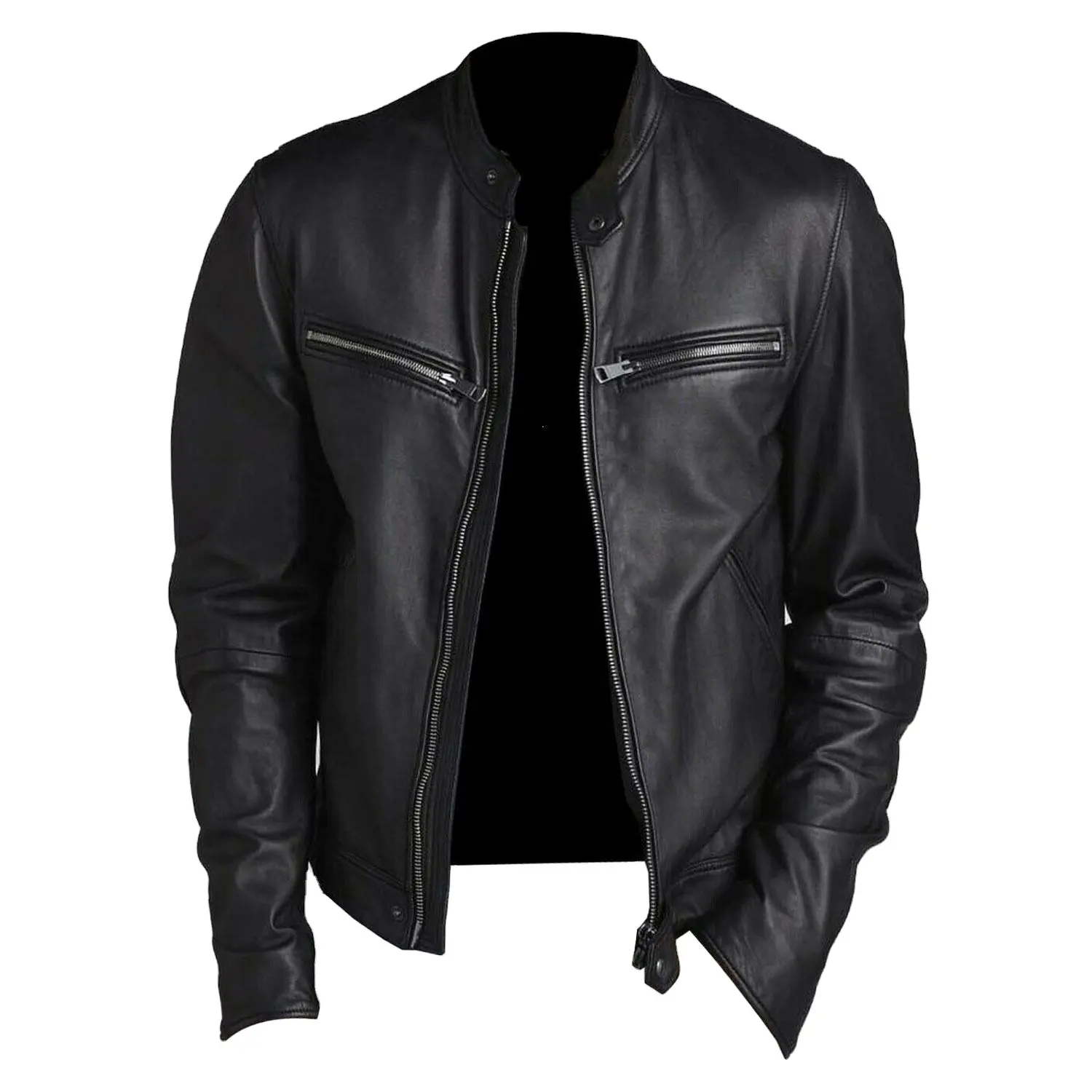 Classic Men's Leather Jackets Zipper Vintage Leather Casual Waterproof Outdoor Men's Jackets