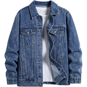 Chaqueta vaquera de invierno de retazos para hombre, prendas de vestir informales, abrigo abotonado de gran tamaño a prueba de viento - Product Image 5