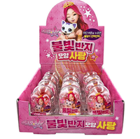 Yum'z Bites Bonbons durs coréens lumineux à LED en forme de personnage, boîte rose en forme de dessin animé, 10g, saveur fruitée, durée de conservation de 24 mois