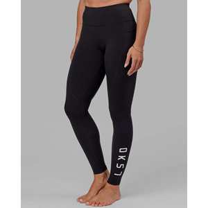 Rep Ultra High-Rise Ankle-Length Yoga <b>Leggings</b> with <b>Pockets</b>-Black-White - Product Image 2
