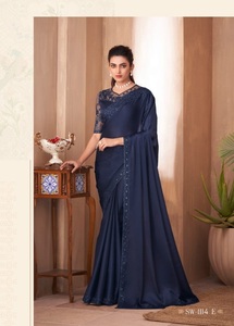 New Latest Soft Glass Silk Fancy <b>Fabric</b> Heavy Saree With Blouse Pieces - Product Image 5