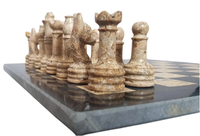 Boîte de rangement artisanale pour jeu d'échecs religieux en marbre incrusté à 100 %, motif animalier |   Jeu d'échecs noir et blanc pour adultes et enfants |   Ange