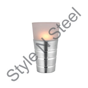 Vente en gros de t-light côtelés en acier inoxydable bougeoirs de luxe en métal pour la décoration intérieure - Product Image 1