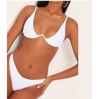 Nouvelle mode, bikini deux pièces pour femmes, rouge uni, en spandex/polyester, écologique, respirant, séchage rapide, antibactérien, sur mesure