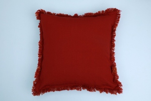 Housse de coussin en coton carré à franges ouvertes de qualité supérieure personnalisable Orange rouge pur pour la maison hôtel jardin taies d'oreiller - Product Image 4