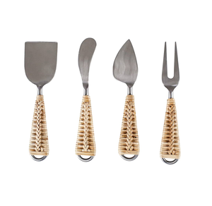 Juego de queso de ratán de acero inoxidable Juego de cubiertos de acero inoxidable de alto pie Cómodo para sostener Juego de queso - Product Image 2