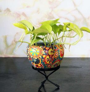 Customize Meena Printed <b>Small</b> Table Planter With Stand Custom Flower <b>Pot</b> For Home and Garden Decor - Product Image 4