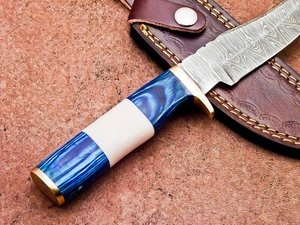 Commandes en gros personnalisées Service OEM/ODM Couteau Bowie de chasse professionnel Acier Damas Drop Point Bois Camel Os Vente en gros - Product Image 2