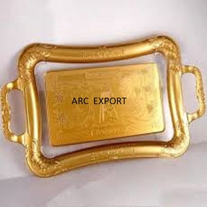 Bandeja de Metal de acero dorado, vajilla elegante y única, decoración moderna y grande, nueva y elegante - Product Image 4