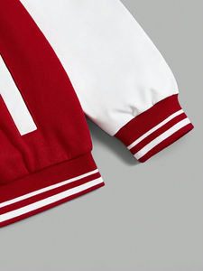 Chaqueta Varsity de Mujer de Alta Calidad Hecha a Medida, Cuerpo de Lana, Detalles de Piel de Oveja, Forro de Algodón, Diseño Estampado, Mangas Regulares de Invierno - Product Image 5