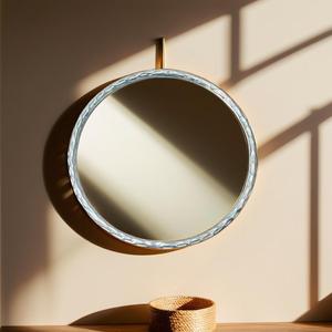 Miroir de salle de bain suspendu en aluminium minimaliste nordique Design circulaire Style Art déco cadre en métal Type de cylindre pour les mariages - Product Image 3