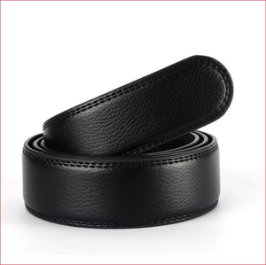 Bande de ceinture en cuir pur véritable automatique pour hommes, logo en relief 3.5 large ceinture en cuir fendu automatique, sangle en acier - Product Image 2