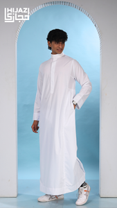 Thobe urbain modeste en blanc cristal, traditionnel musulman, élégant, respirant, qualité supérieure, longueur cheville - Product Image 2