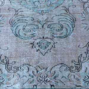 Tapis turc 3,5 x 4,4 pieds, tapis d'appoint vintage, tapis oriental bleu et marron - Product Image 5