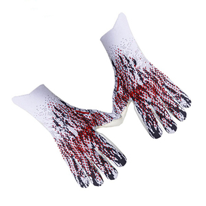 Gants de gardien de but en cuir personnalisés Blanc Rouge Noir Impression éclaboussures Respirant Antidérapant Durable Imperméable Gants de football à doigts complets - Product Image 1