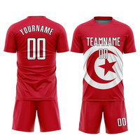 Maillot de football pour homme avec drapeau tunisien, manches longues, impression sublimée, polyester respirant, coupe régulière pour adulte, sangle réglable