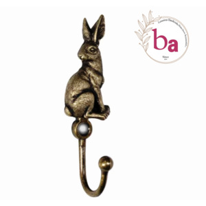 Manteau et chapeau en fonte de lapin en laiton antique crochets cintre fabriqué à la main Design Vintage - Product Image 1