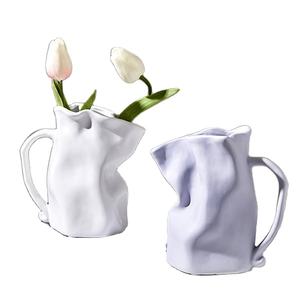 Design abstrait moderne contemporain Vase à fleurs en céramique artisanal indien Décoration de vase de sol élégante pour la maison ou le bureau/hôtel - Product Image 1