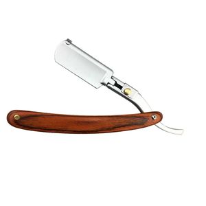 Haute qualité manche en bois droit barbier rasoirs manuel barbe outils de rasage pour hommes Style aléatoire hommes tranchant rasage lame de coupe - Product Image 1